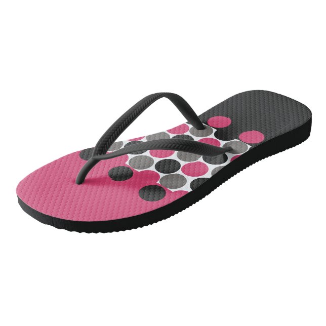 Pink and Grey Polika Dot    Flip Flops (Angled)