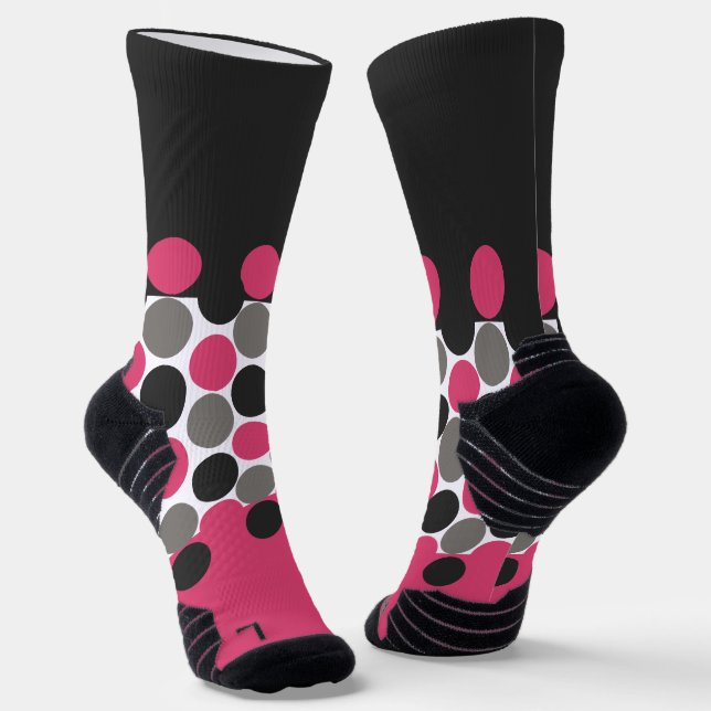 Pink and Grey Polika Dot    Socks (Angled)