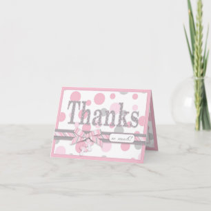 Pink and Grey Polka Dots Thank You Baby Shower Card