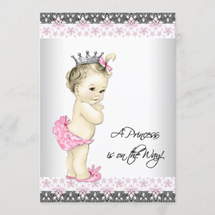 Pink and Grey Princess Baby Shower Invitation