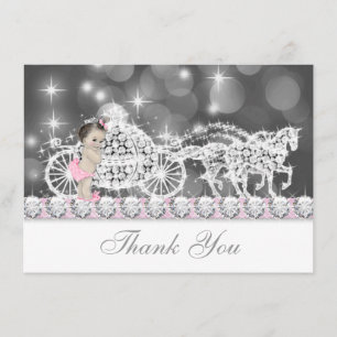 Pink and Grey Princess Baby Shower Thank You Card