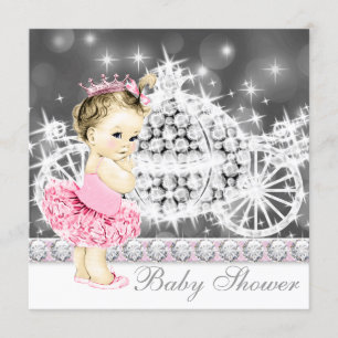 Pink and Grey Princess Ballerina Tutu Baby Shower Invitation