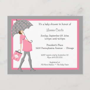 Pink And Grey Shopper Baby Shower Invitation