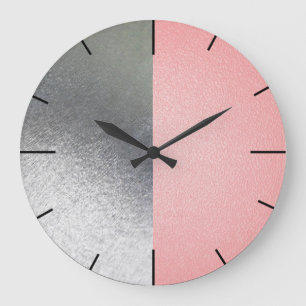 Pink and grey simple modern large clock