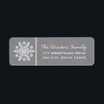 Pink and Grey Snowflake Return Address Labels<br><div class="desc">A beautiful snowflake return address label and sticker with a floral snowflake design and a textured look grey background. A cute and pretty winter holiday,  special occasion and/or Christmas themed address stickers with a pale pink stripe. Artwork © Chrissy H. Studios,  LLC. All rights reserved.</div>