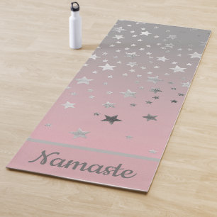 Pink And Grey Stars Ombre Stylish Chic Modern Yoga Mat