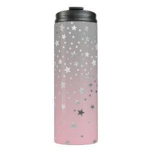 Pink And Grey Stars Stylish Modern Chic  Thermal Tumbler