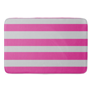 Pink and Grey Stripes Bath Mat