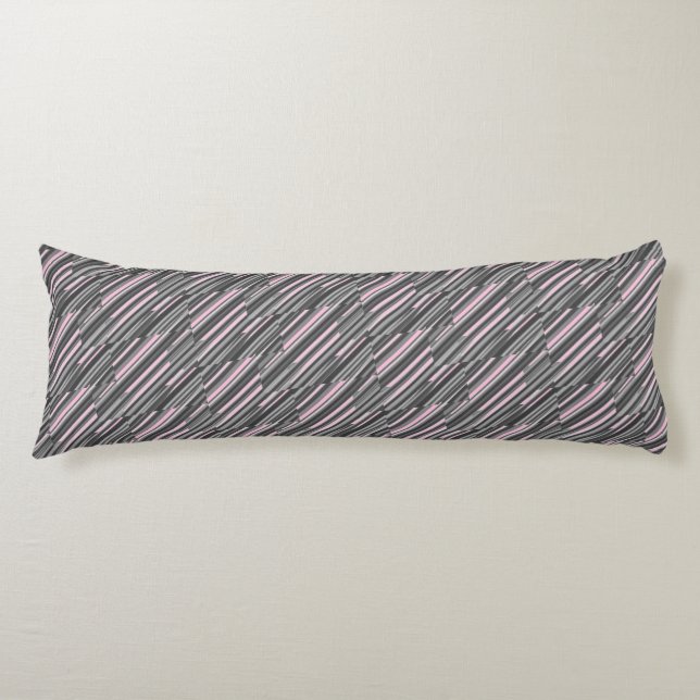 Pink and Grey Stripes  Body Cushion (Front)