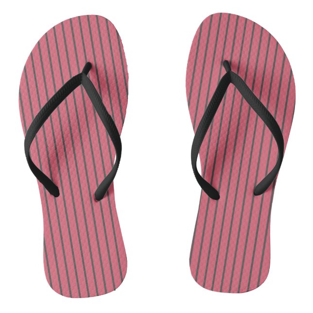 Pink and grey Stripes Flip Flops (Footbed)