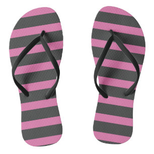 Pink and Grey Stripes Flip Flops