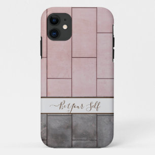 Pink and grey tiles monogram iPhone cases. Case-Ma iPhone 11 Case