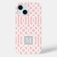Pink and Grey Trellis Monogram | Editable Colours