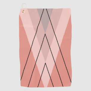 Pink and grey triangles on pink background golf towel
