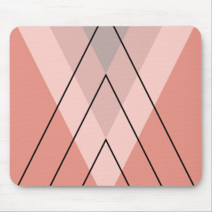 Pink and grey triangles on pink background mouse mat