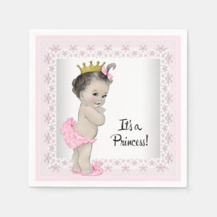 Pink and Grey Vintage Princess Baby Girl Shower Napkin
