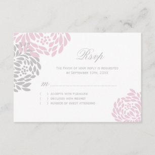Pink and Grey Wedding RSVP Cards