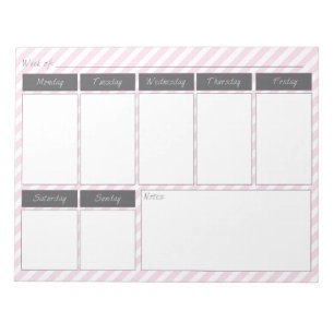 Pink and Grey Weekly Calendar Notepad