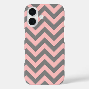 Pink and Grey Zigzag iPhone 16 Case