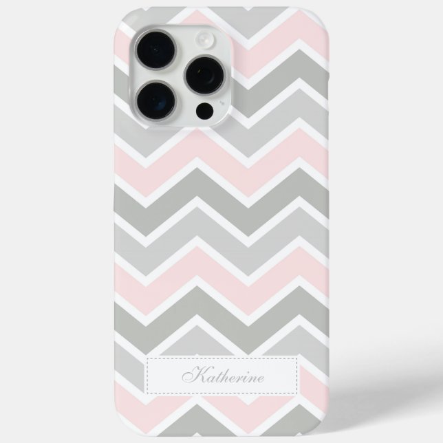 Pink and Grey Zigzag Chevron Pattern Case-Mate iPhone Case (Back)