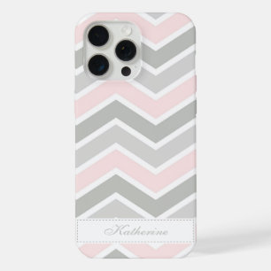 Pink and Grey Zigzag Chevron Pattern iPhone 15 Pro Max Case