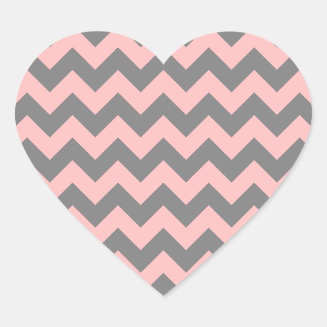 Pink and Grey Zigzag Heart Sticker (Front)