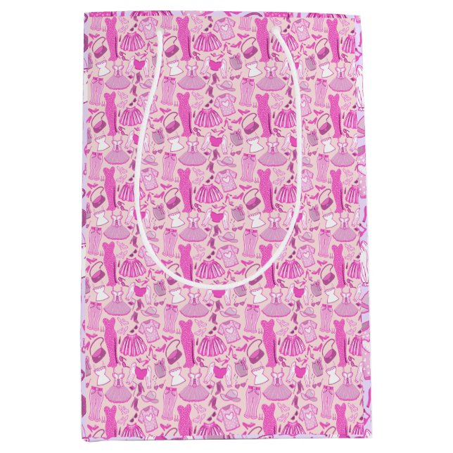 Pink and Hot Pink Fashion Medium Gift Bag (Front)