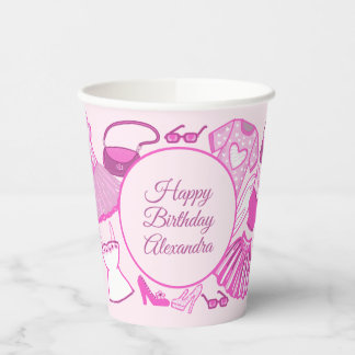 Pink and Hot Pink Fashion Pattern Paper Cups