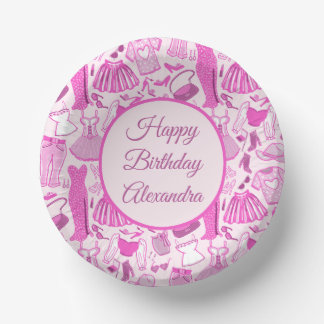 Pink and Hot Pink Fashion Pattern Paper Plate