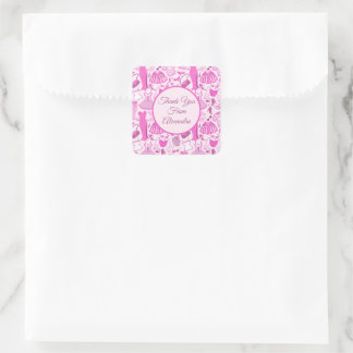 Pink and Hot Pink Fashion Pattern Square Sticker