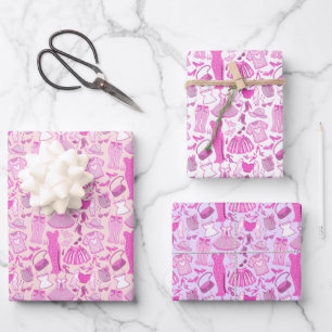 Pink and Hot Pink Fashion Wrapping Paper Sheet