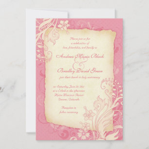 Pink and Ivory Floral Wedding Invitation