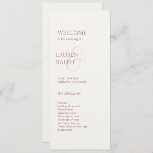 Pink and Ivory Monogram Welcome Wedding Program Programme