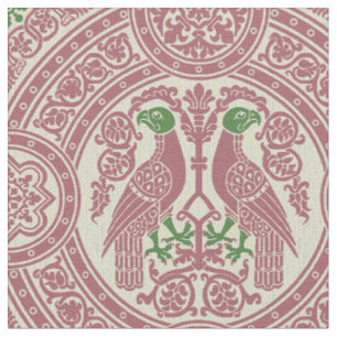 Pink and Kelly Green Byzantine Birds Fabric