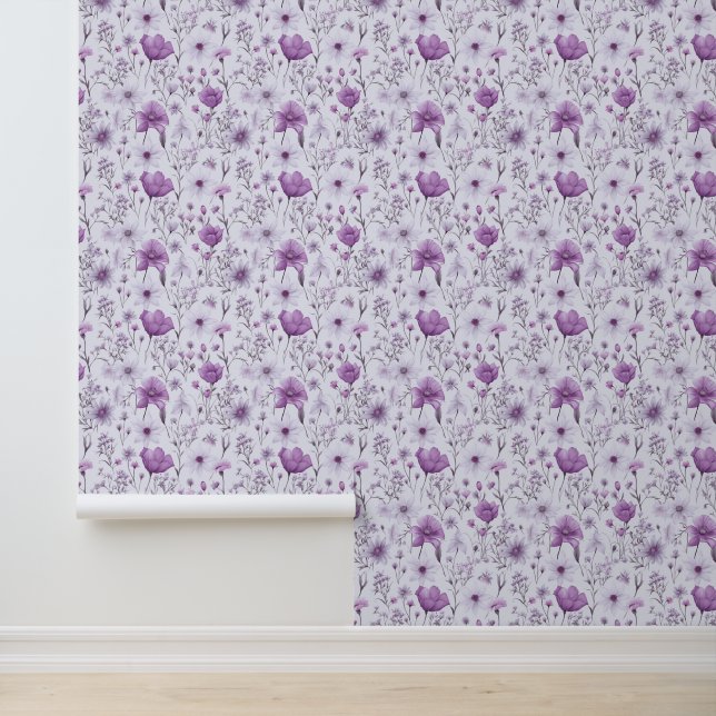 Pink and lavender floral pattern wallpaper (Application)