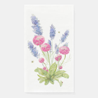 Pink and Lavender Flowers Guest Napkins
