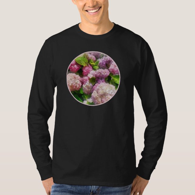 Pink And Lavender Hydrangea T-Shirt (Front)