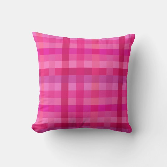 Pink and lavender plaid cushion (Front)