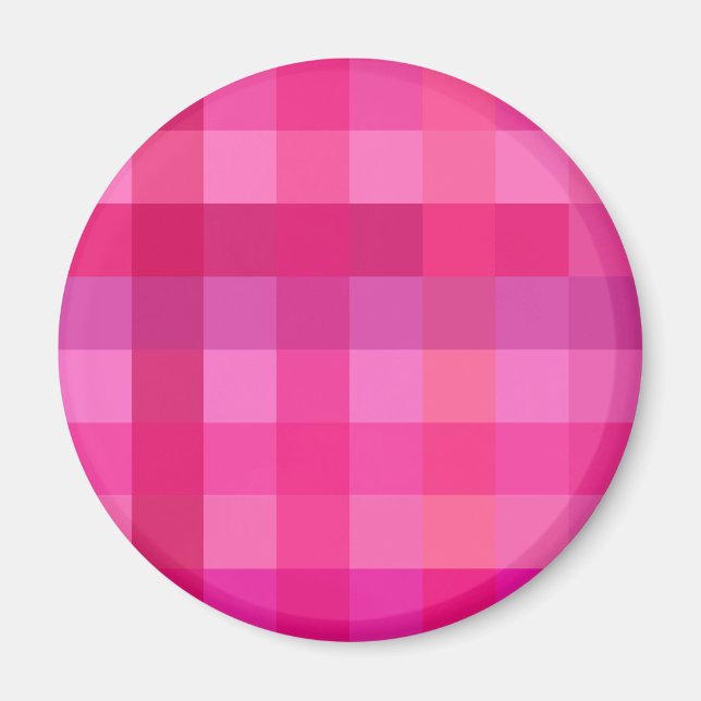 Pink and lavender plaid magnet (Front)