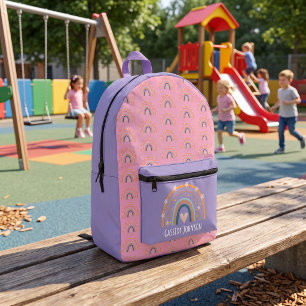 Pink and Lavender rainbow kids Printed Backpack