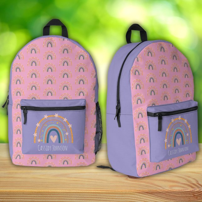 Pink and Lavender rainbow kids  Printed Backpack (Creator Uploaded)