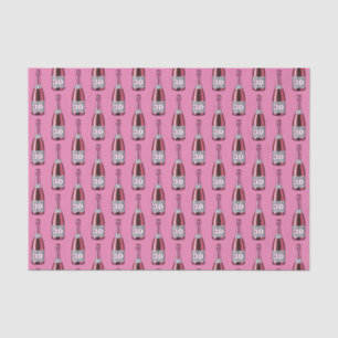 Pink and Leopard Print Birthday Champagne Bottle Tissue Paper