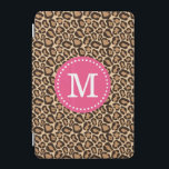 Pink and Leopard Print Custom Monogram iPad Mini Cover<br><div class="desc">Chic preppy iPad case features a modern leopard animal print pattern,  personalised with your custom name monogram in a dotted circle frame. Click Customise It to change monogram fonts and colours to create your own one of a kind design. Perfect for a unique personalised gift!</div>