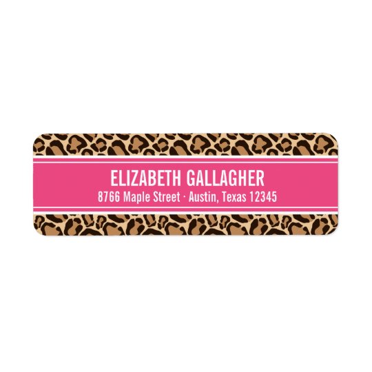 Pink and Leopard Print Return Address Label