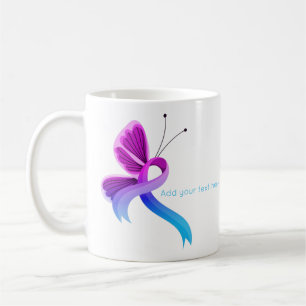 Pink and Light Blue Awareness Ribbon Butterfly Coffee Mug