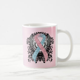 Pink and Light Blue Awareness Ribbon with Wings Coffee Mug