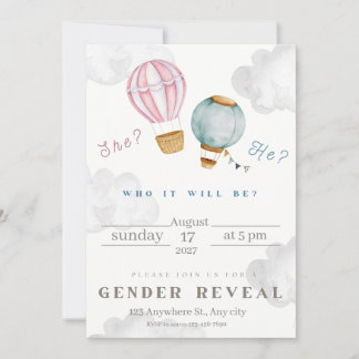 Pink And Light Blue Elegant Gender Reve Invitation