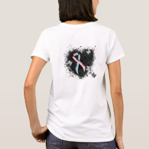 Pink and Light Blue Ribbon Awareness Grunge Heart T-Shirt