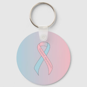Pink and Light Blue Ribbon Support Awareness Key Ring