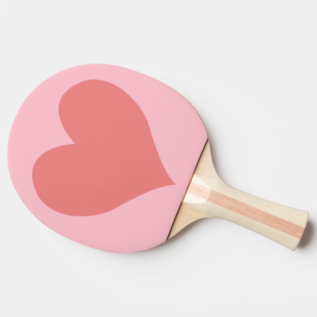 Pink and Light Coral Heart Ping Pong Paddle (Side)